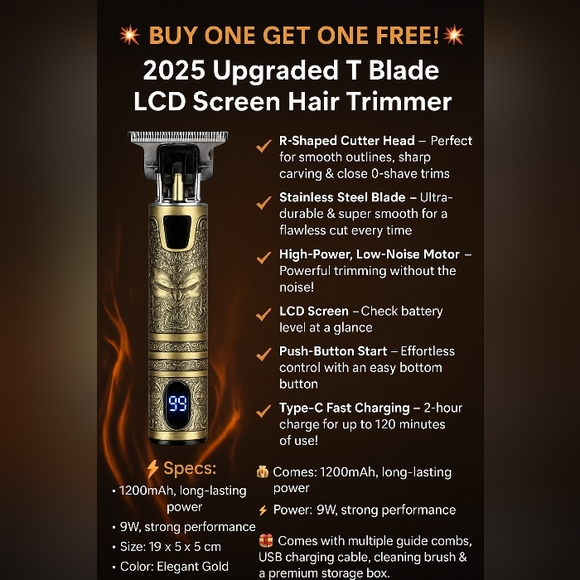 💥 BUY ONE GET ONE FREE! 💥2025 Upgraded T Blade LCD Screen Hair Trimme Trimmer - Picture 1 of 7